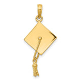 14k Yellow Gold Graduation Cap Pendant with Tassel, Academic Achievement Charm