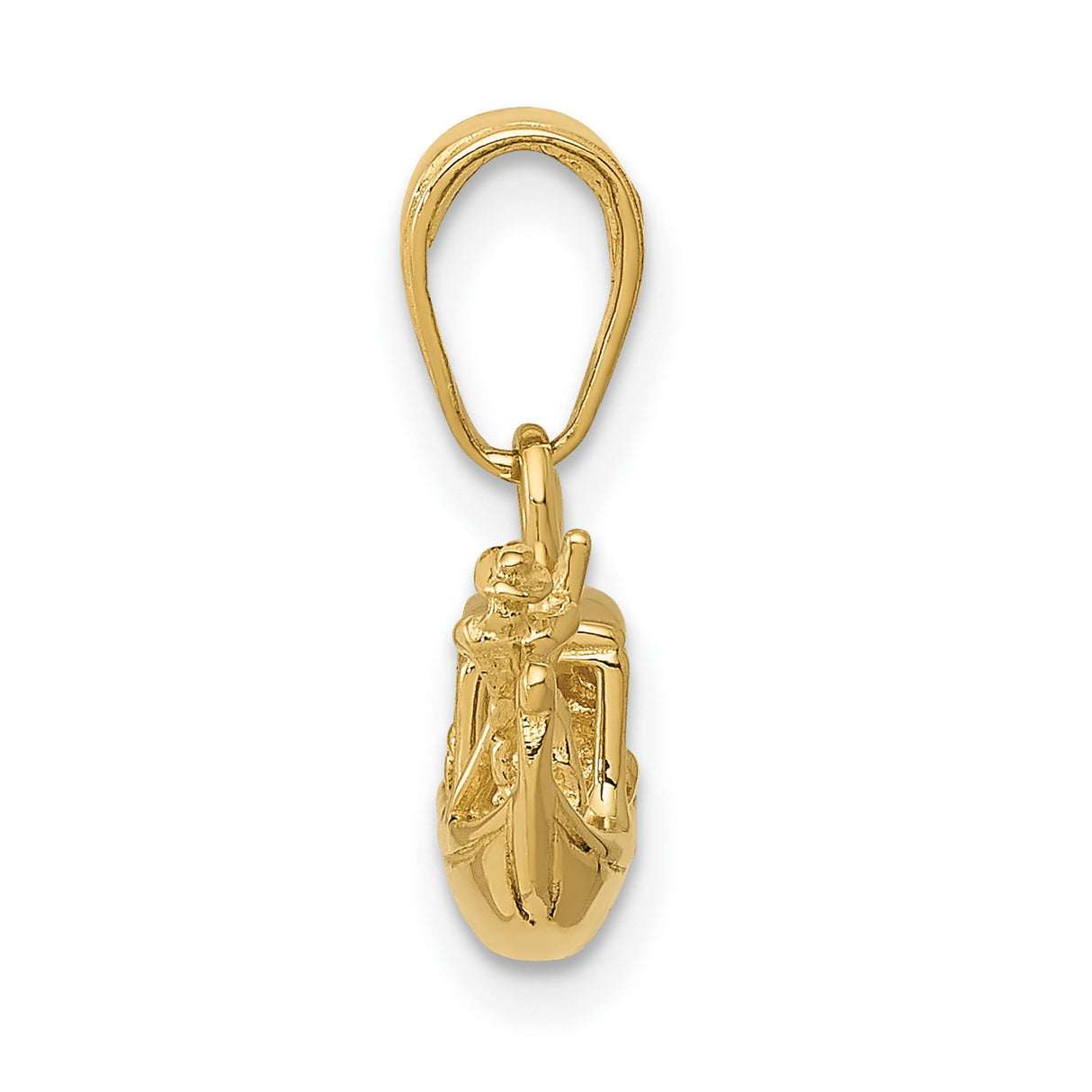 Solid Polished 3-D Gondola Charm Pendant in Real 14k Yellow Gold