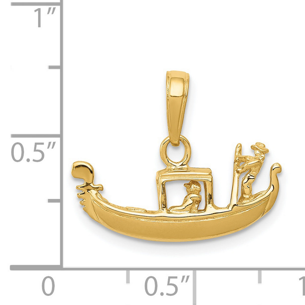 Solid Polished 3-D Gondola Charm Pendant in Real 14k Yellow Gold