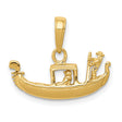 Solid Polished 3-D Gondola Charm Pendant in Real 14k Yellow Gold