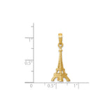 14k Yellow Gold Eiffel Tower Pendant Charm, Detailed Paris Landmark Design for Women