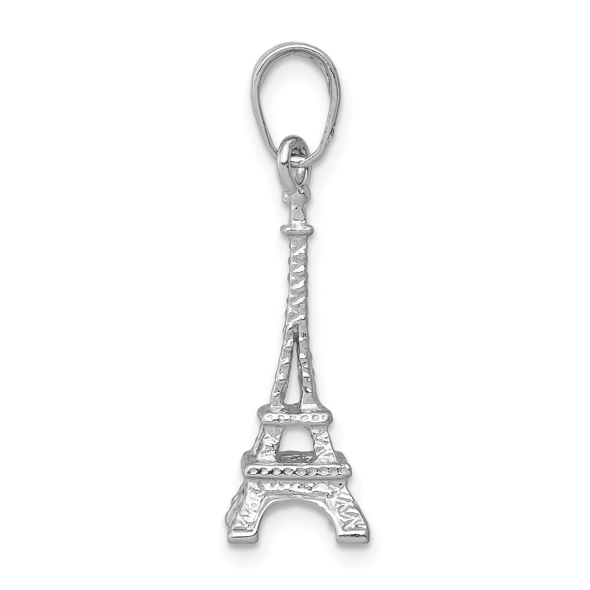 14k White Gold Eiffel Tower Pendant, Paris Landmark Charm, Travel Jewelry for Women