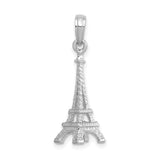 14k White Gold Eiffel Tower Pendant, Paris Landmark Charm, Travel Jewelry for Women