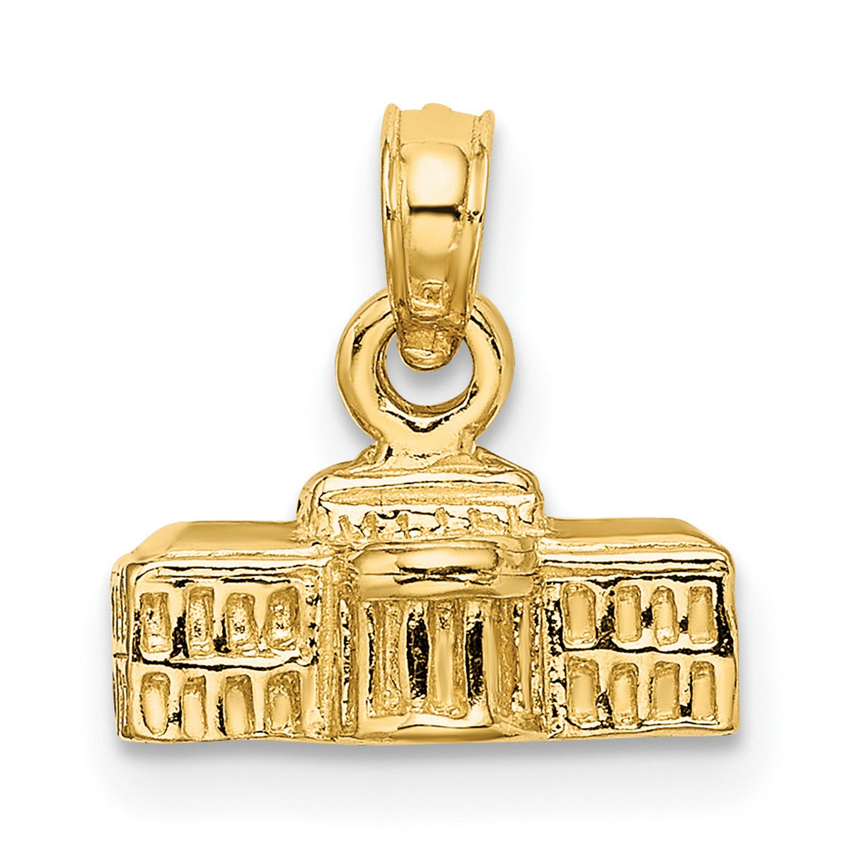 3-D White House Charm Pendant in Real 14k Yellow Gold