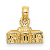 3-D White House Charm Pendant in Real 14k Yellow Gold