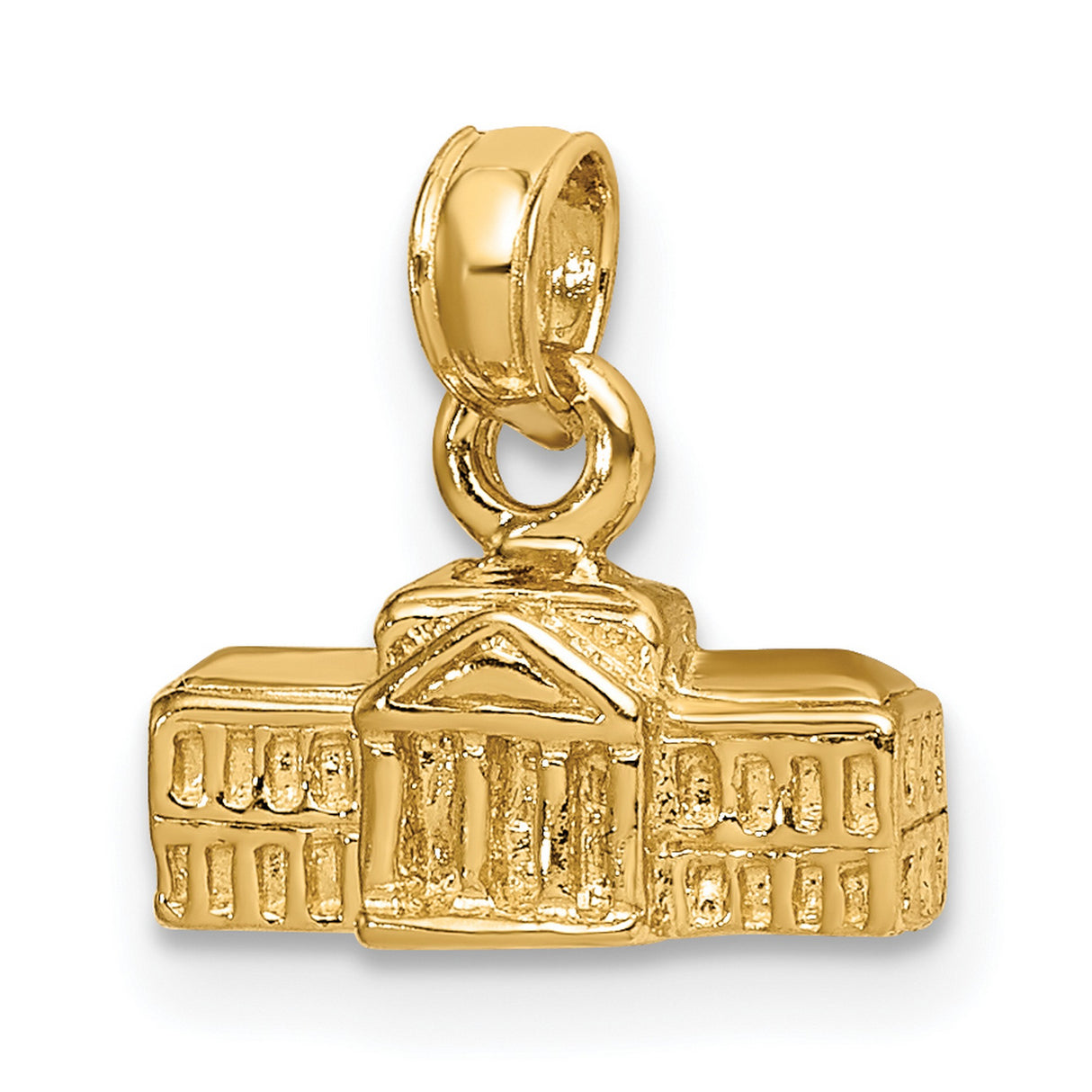 3-D White House Charm Pendant in Real 14k Yellow Gold