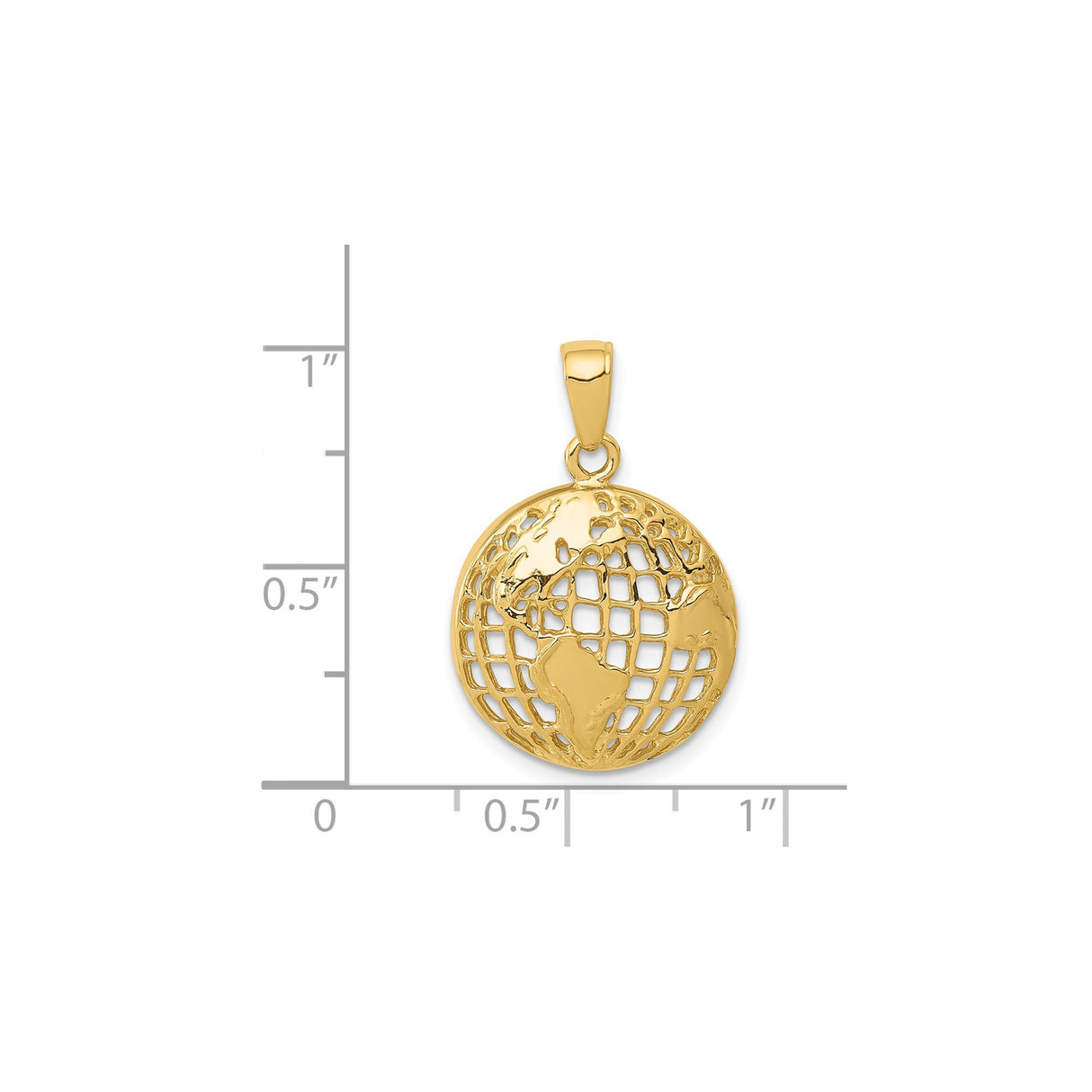14k Yellow Gold Pendant with Cutout World Map Design, Globe Earth Travel Theme