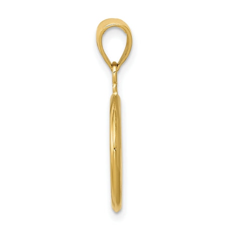 14k Yellow Gold Pendant with Open Cut Peace Sign Symbol, Unisex Boho Spiritual Design