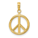 14k Yellow Gold Pendant with Open Cut Peace Sign Symbol, Unisex Boho Spiritual Design