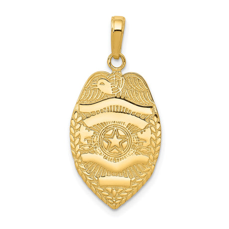 14k Yellow Gold Police Badge Pendant with Eagle, Star, and Shield Emblem