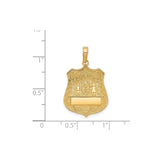 14k Yellow Gold Police Badge Pendant with Boy and Girl Holding Flag, Unisex Charm