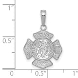 14k White Gold Firefighter Pendant with Saint Florian Medal and Maltese Cross
