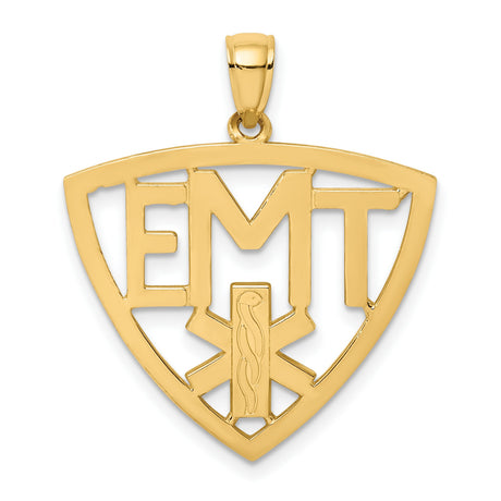 14k Yellow Gold EMT Pendant with Star of Life and Rod of Asclepius Symbol