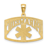14k Yellow Gold Paramedic Pendant with Star of Life and Rod of Asclepius Symbol, Unisex