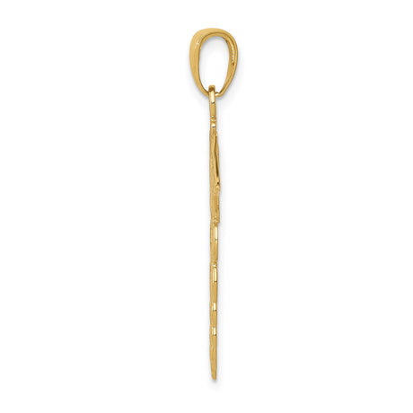 14k Yellow Gold Caduceus Pendant with Two Snakes and Winged Staff Symbol