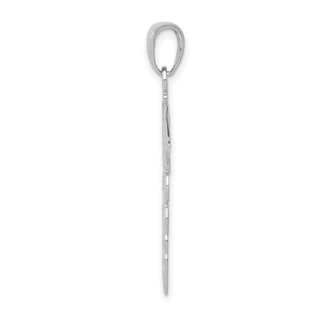 14k White Gold Caduceus Pendant with Winged Staff and Two Snakes, Medical Symbol