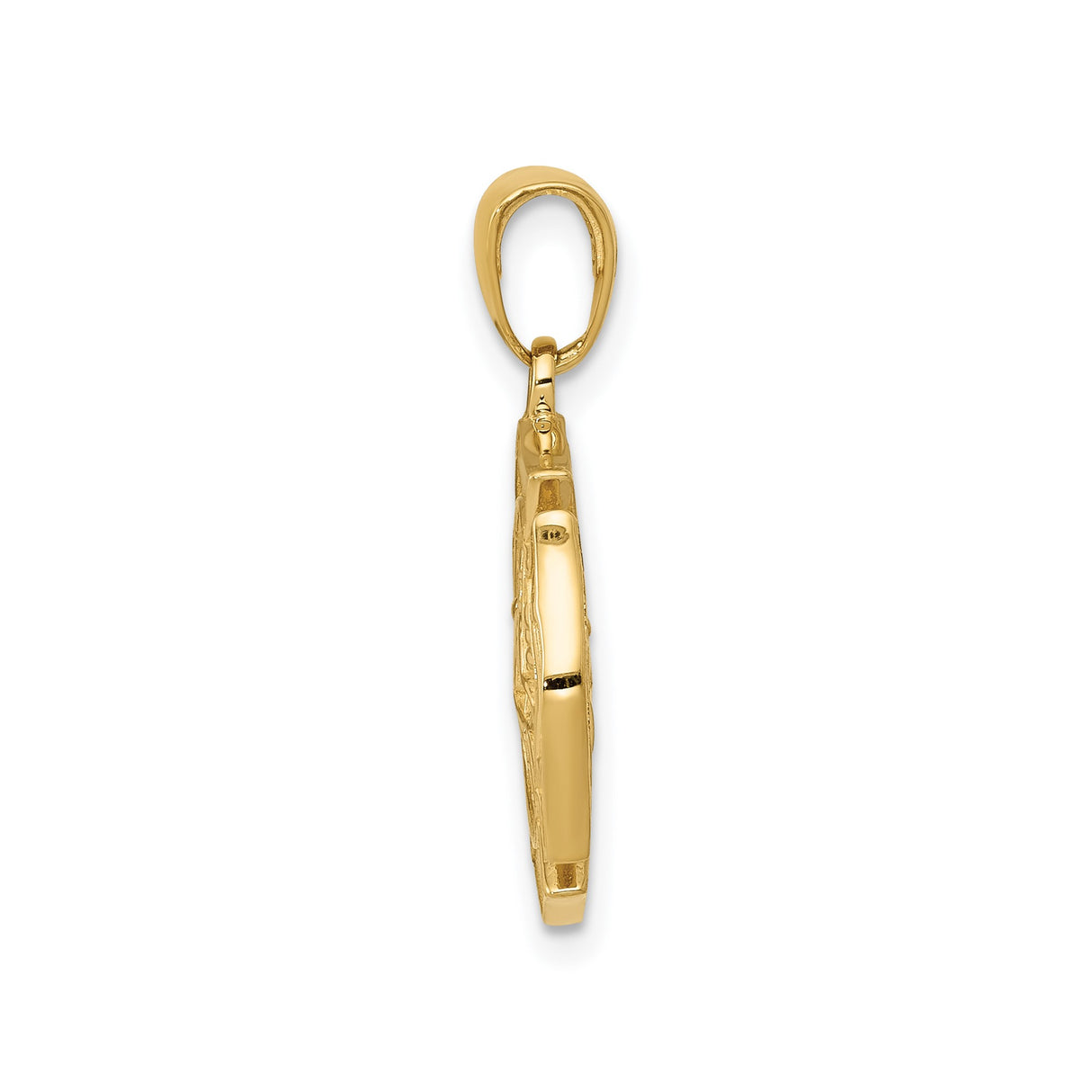 14k Yellow Gold Firefighter Maltese Cross Pendant with Helmet and Axe Symbols
