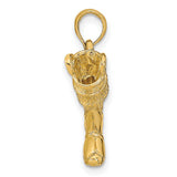 14k Yellow Gold Italian Horn Pendant, Traditional Protection and Good Luck Amulet
