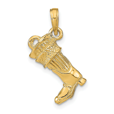 14k Yellow Gold Italian Horn Pendant, Traditional Protection and Good Luck Amulet
