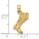 14k Yellow Gold Cowboy Boot and Hat Pendant with Rope Detail, 3D Western Charm