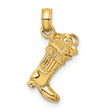 14k Yellow Gold Cowboy Boot and Hat Pendant with Rope Detail, 3D Western Charm
