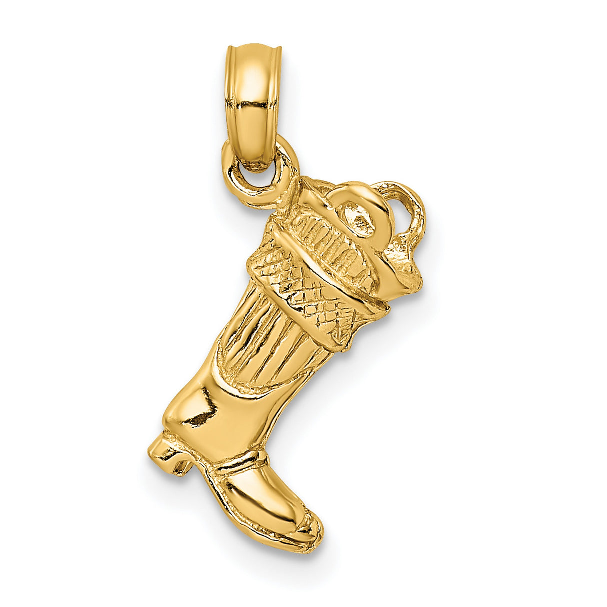 14k Yellow Gold Cowboy Boot and Hat Pendant with Rope Detail, 3D Western Charm