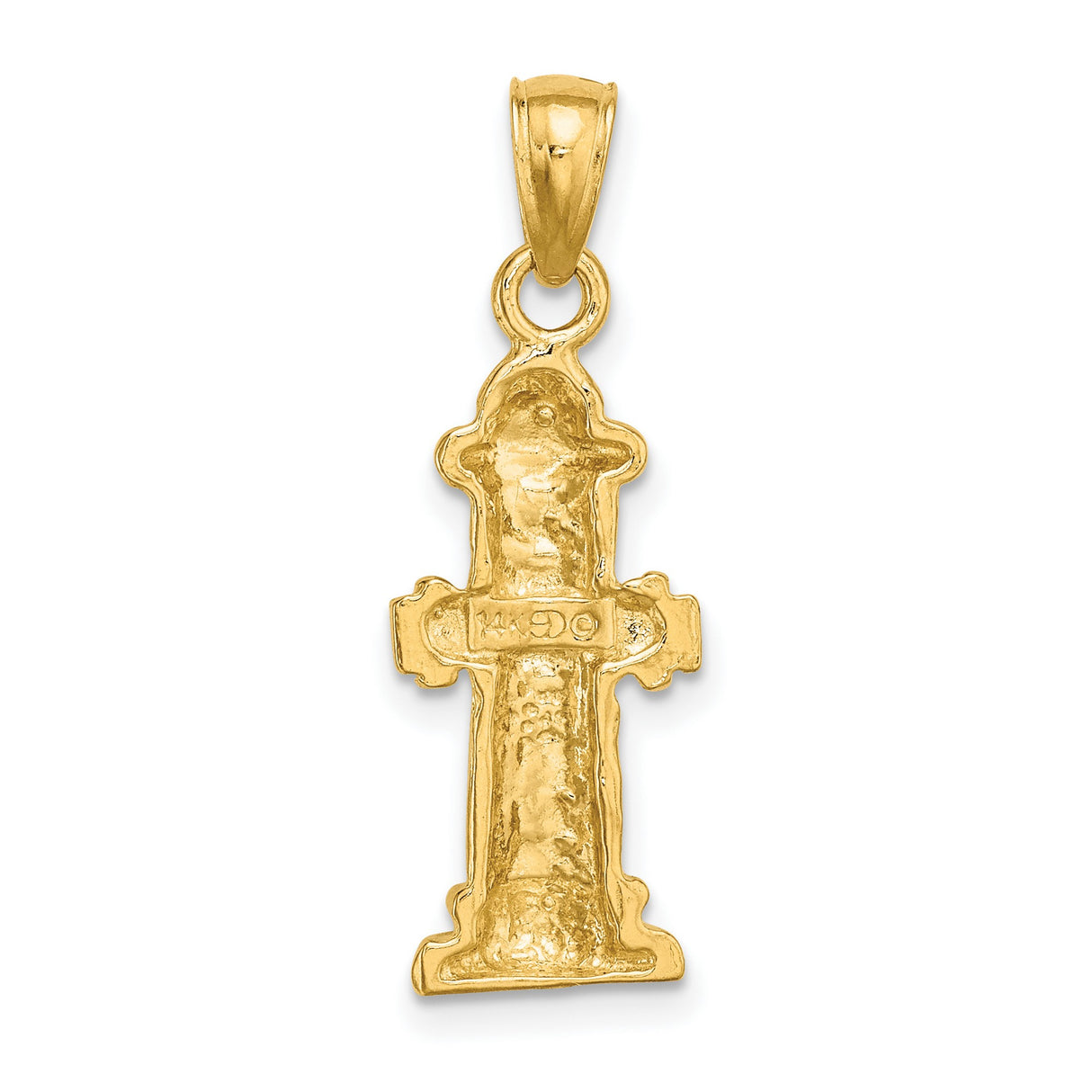 14k Yellow Gold Fire Hydrant Pendant, Open Back Design, Firefighter Heroism Charm for Men or Unisex
