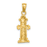 14k Yellow Gold Fire Hydrant Pendant, Open Back Design, Firefighter Heroism Charm for Men or Unisex