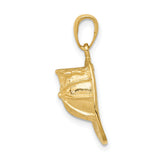 Firefighter Hat in Solid 3-D Polished 14k Yellow Gold Charm Pendant in Real 14k Yellow Gold