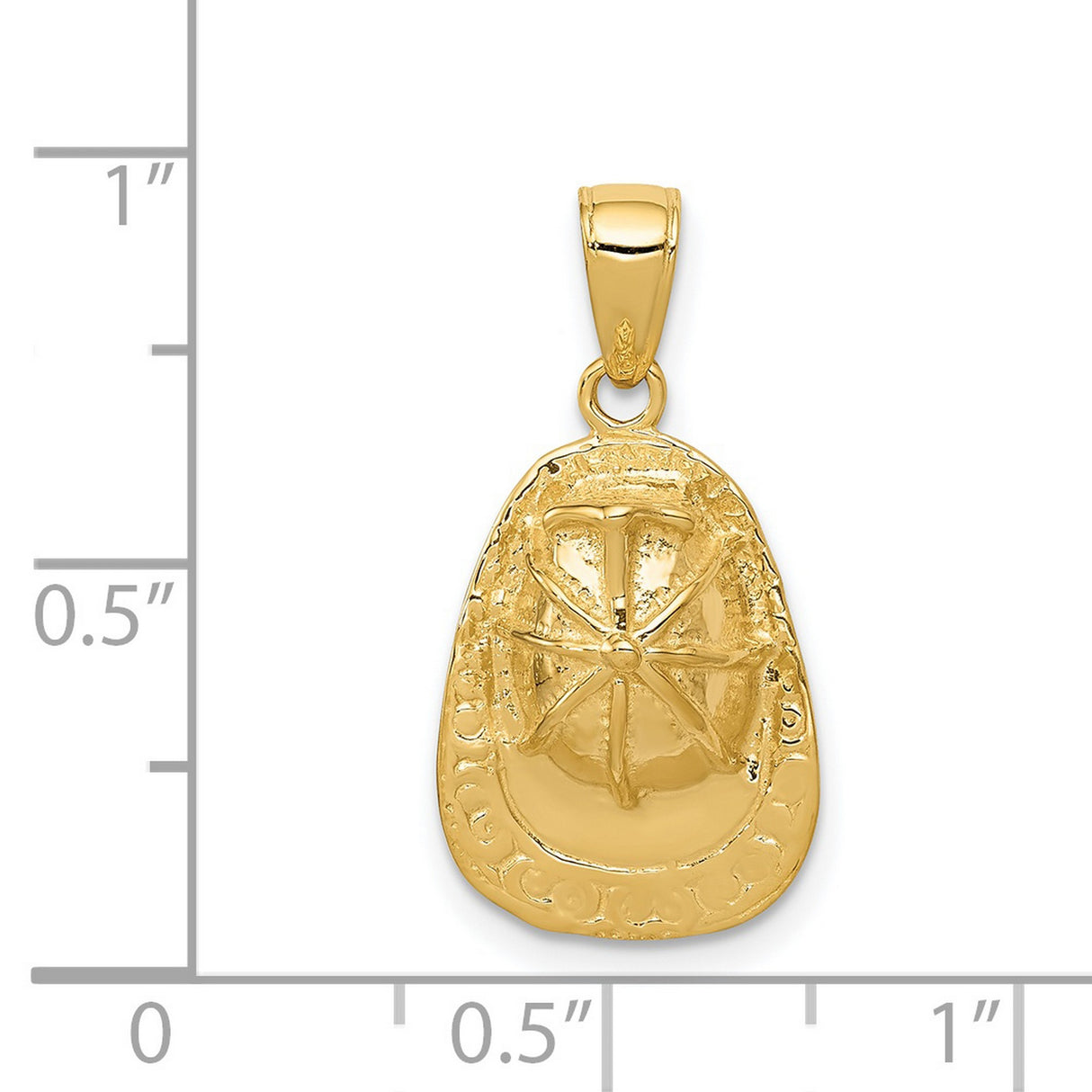 Firefighter Hat in Solid 3-D Polished 14k Yellow Gold Charm Pendant in Real 14k Yellow Gold