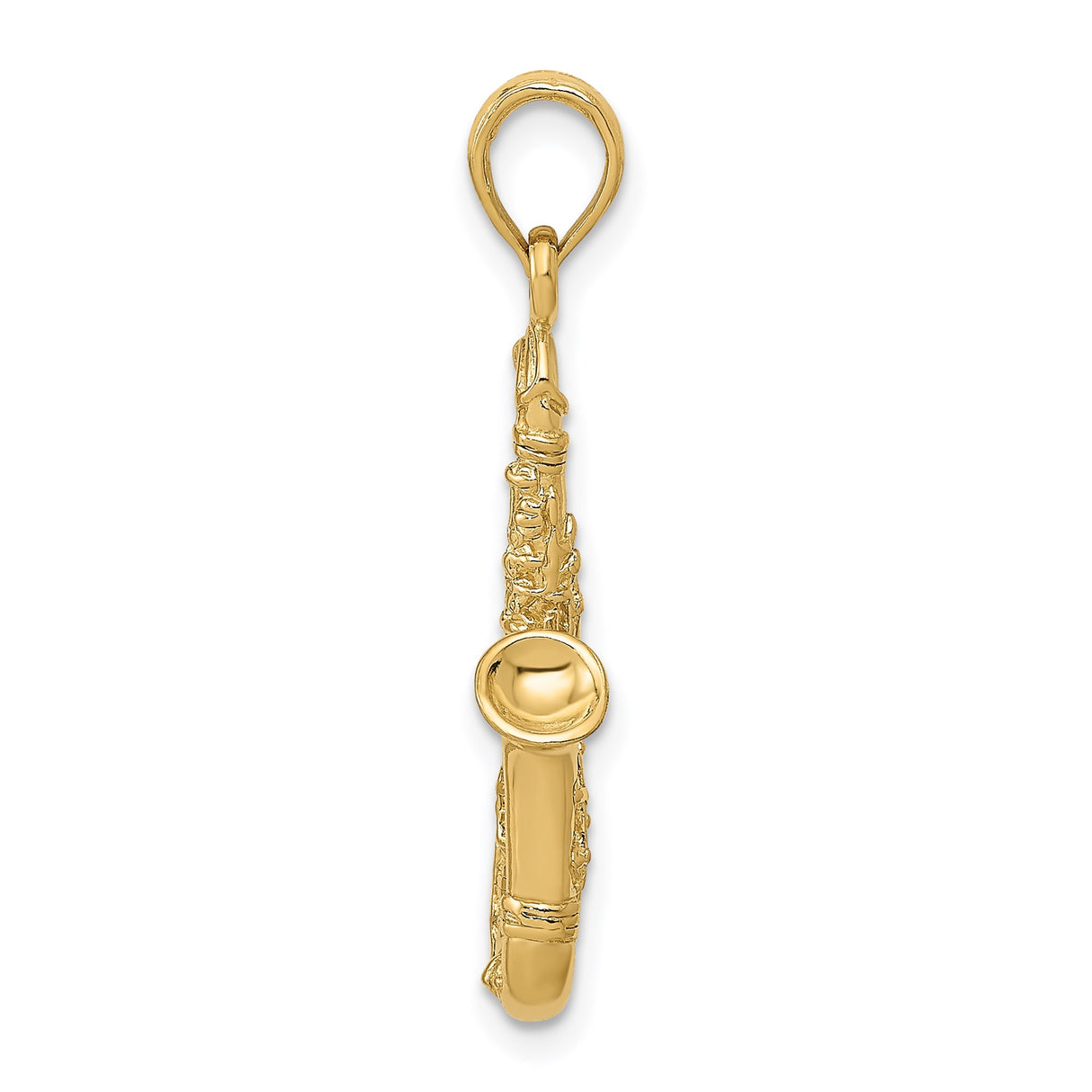 14k Yellow Gold Saxophone Pendant Charm, Musical Instrument Theme, Unisex Jewelry for Musicians