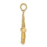 14k Yellow Gold Saxophone Pendant Charm, Musical Instrument Theme, Unisex Jewelry for Musicians