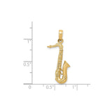 14k Yellow Gold Saxophone Pendant Charm, Musical Instrument Theme, Unisex Jewelry for Musicians