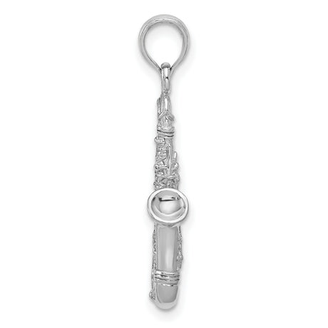 14k White Gold Saxophone Pendant, Music Lover Jazz Charm, Unisex Musical Instrument Jewelry