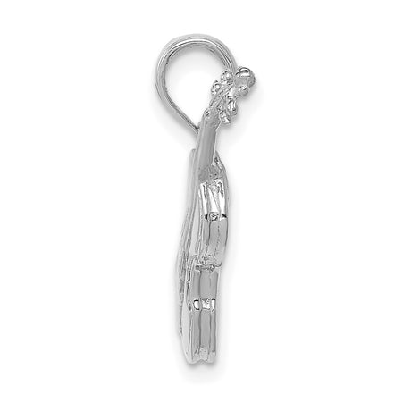 14k White Gold Violin Pendant Charm with Bow Design, Musical Instrument Jewelry