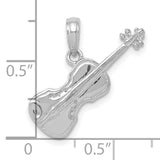 14k White Gold Violin Pendant Charm, Miniature Musical Instrument Jewelry for Women