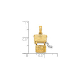 14k Yellow Gold Wishing Well Pendant with Brick Design and Movable Crank Charm