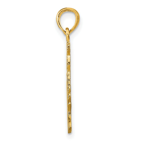 Polished Cat With Accents Charm Pendant in Real 14k Yellow Gold