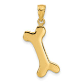 14k Yellow Gold Bone Shaped Pendant, Polished Dog Bone Charm, Minimalist Pet Memorial Jewelry