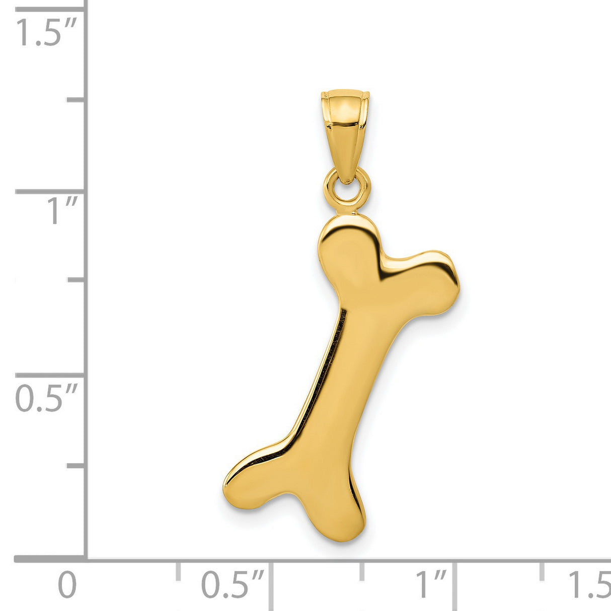 14k Yellow Gold Bone Shaped Pendant, Polished Dog Bone Charm, Minimalist Pet Memorial Jewelry