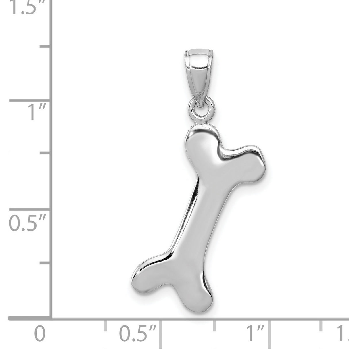 14k White Gold Dog Bone Pendant, Polished Animal Charm, Pet Memorial Jewelry