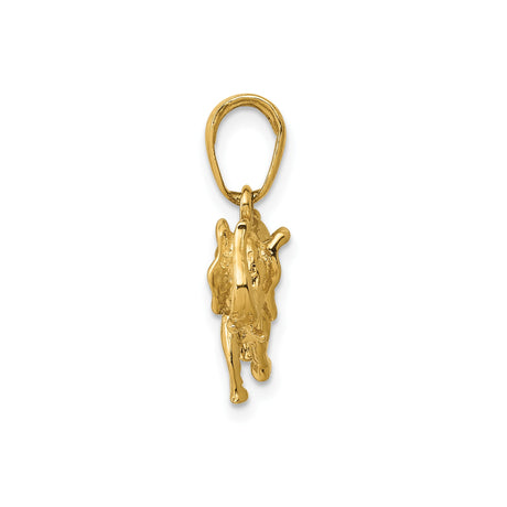 14k Yellow Gold Elephant Pendant with Detailed Design, Symbol of Strength and Wisdom