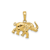 14k Yellow Gold Elephant Pendant with Detailed Design, Symbol of Strength and Wisdom
