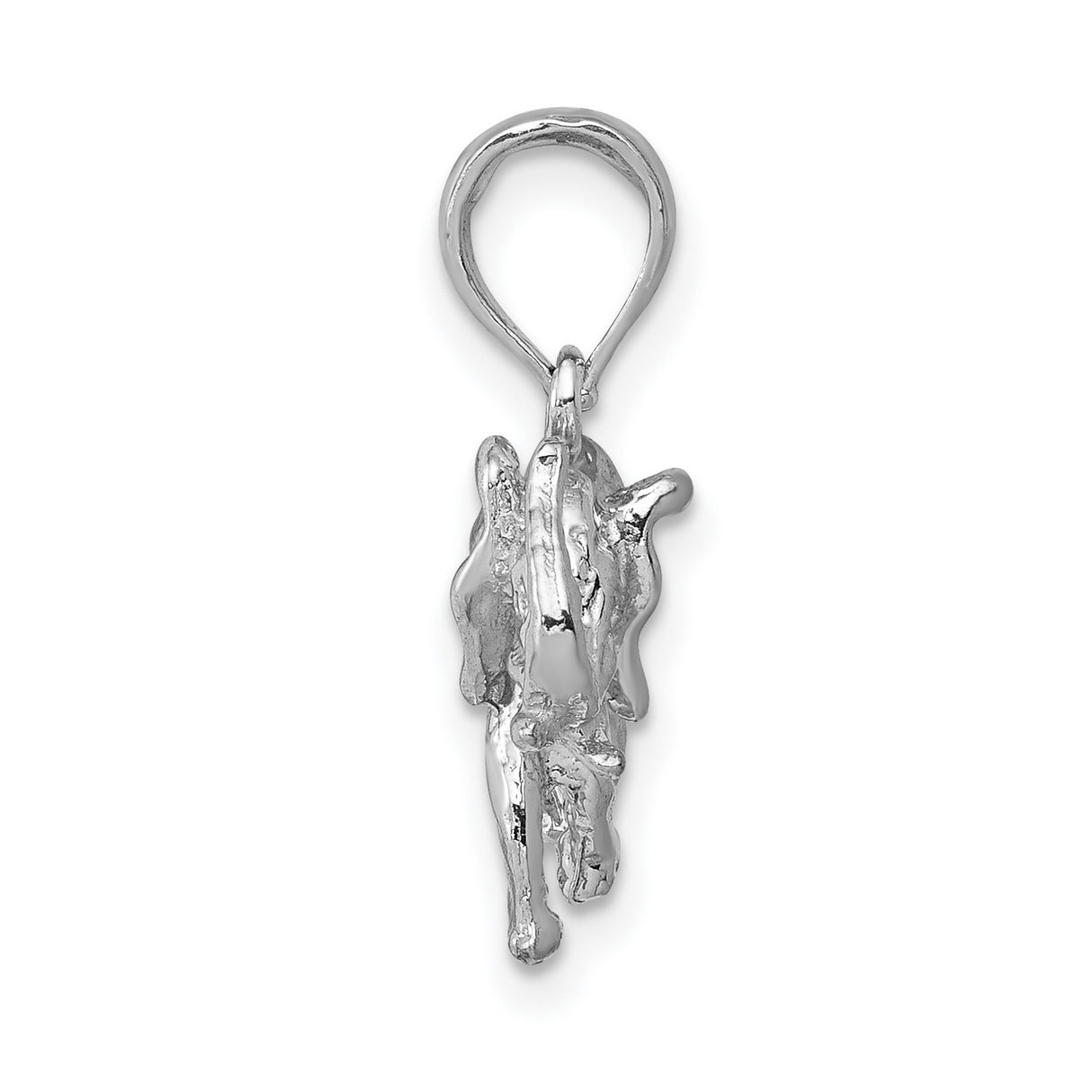 14k White Gold Elephant Pendant with Raised Trunk, Symbol of Strength and Luck for Women
