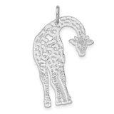 14k White Gold Giraffe Pendant with Openwork Cutout Design, Safari Animal Charm for Women