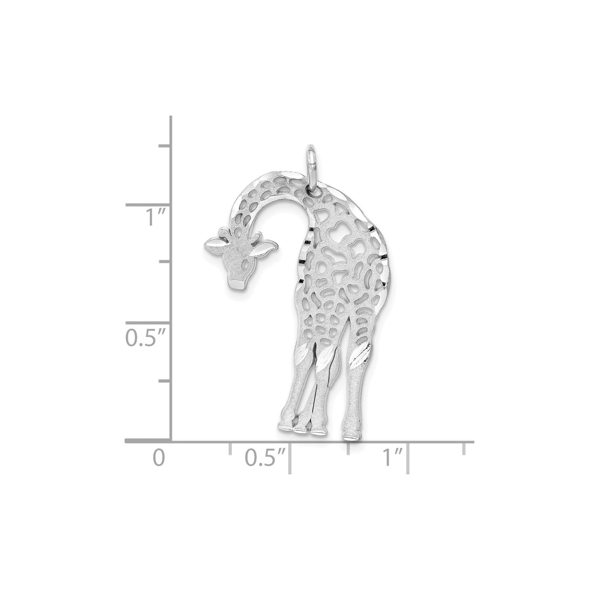 14k White Gold Giraffe Pendant with Openwork Cutout Design, Safari Animal Charm for Women