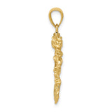 14k Yellow Gold Dragon Pendant, Intricate Openwork Chinese Style Mythical Charm