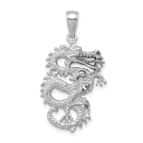 14k White Gold Dragon Pendant with Intricate Design Symbolizing Strength and Power