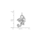 14k White Gold Winged Dragon Pendant, Fantasy Gothic Style Mythical Creature Jewelry