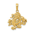 14k Yellow Gold Dragon Pendant, Chinese Mythology Symbol for Spiritual Strength and Power